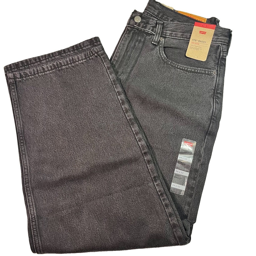 Levi's 578 Baggy Jeans Men's 34x32 NWT Black Denim Loose Wide Leg Y2K Style